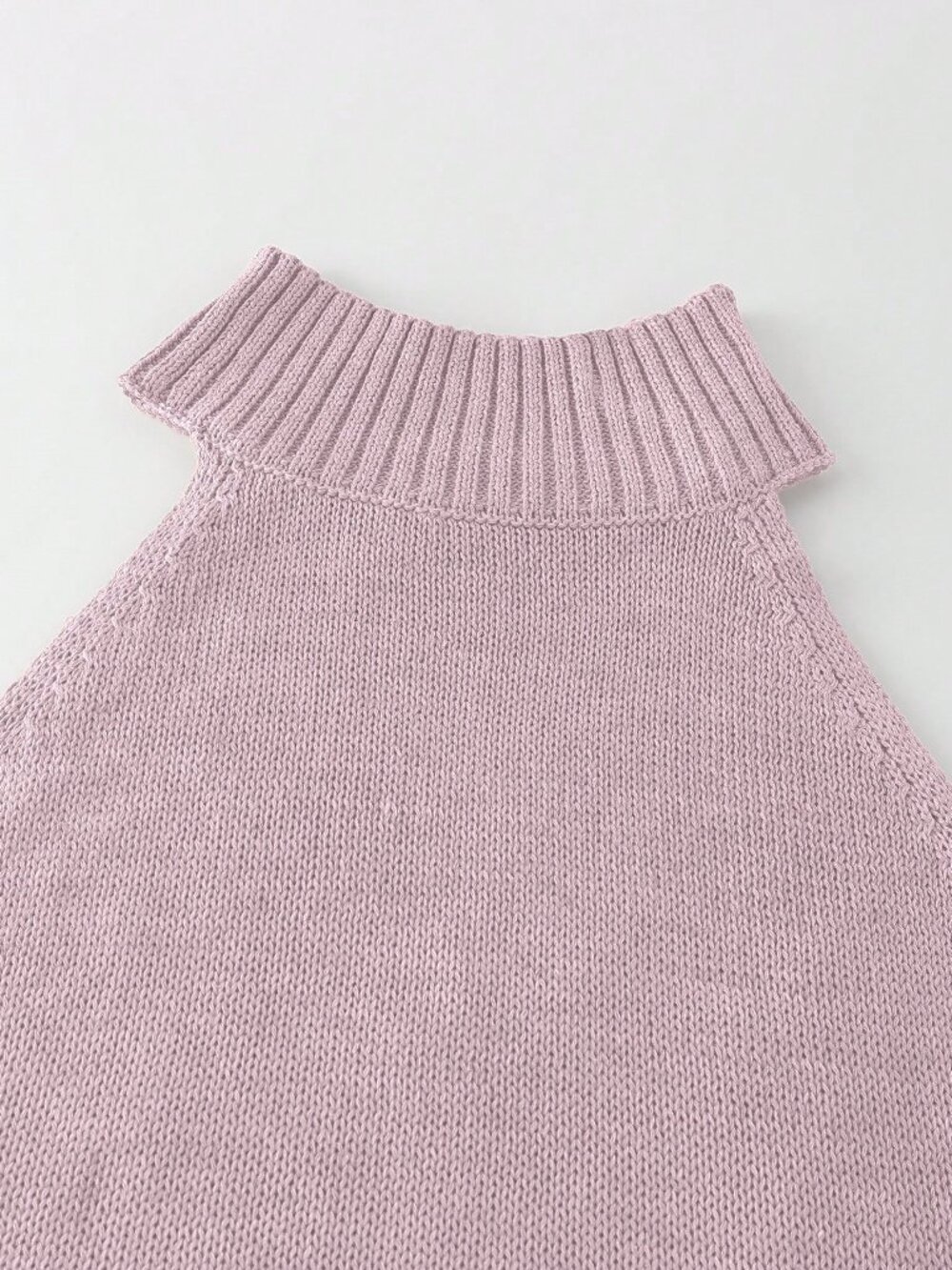 Pink Casual Women's Sleeveless Cropped Knit Vest High Neck Top - Picture 5 of 6